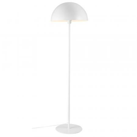 Weiße puristische Stehleuchte 140 cm hoch mit kuppelförmigem  Schirm